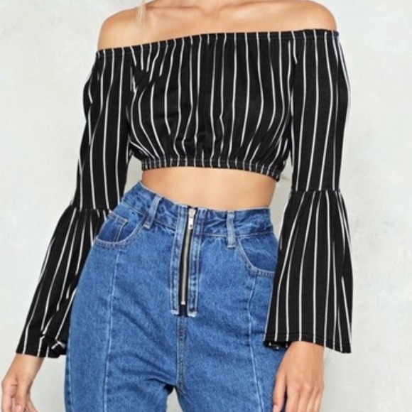 Nasty Gal Tops - Stripe Now crop top